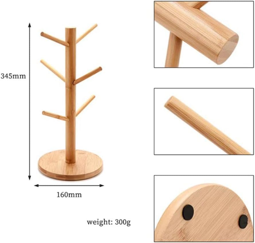 Cup Stand,Mug Stand,Tree Shape Hanging Display Shelf Creative Wooden Mug Hanging Holder Table Supplies Space Saving for Home Kitchen Mug Stands - Image 6