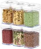 DWËLLZA KITCHEN Airtight Food Storage Containers for Pantry With White Lids 1L - 6 Pack - Clear Plastic Air Tight Kitchen Containers Pantry Organization and Storage BPA-Free Keeps Food Fresh & Dry by DW%C3%8BLLZAKITCHEN