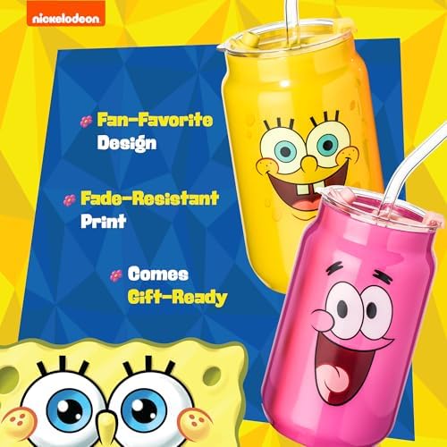 Dragon Glassware x SpongeBob SquarePants Glass Cups, 16 oz Set of 2 - Faces - Image 6