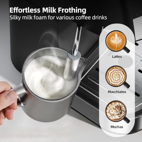 SECPOEDR3.5Bar Espreeso Machine 4-Cup Compact Coffee Maker Silver Black - Image 2