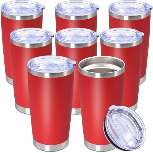 20oz Tumbler Stainless Steel Tumbler Coffee Tumbler with Lid Red, 8P by AUWBON