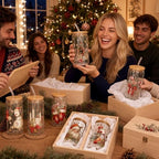 Teenyyou 12 Sets of Christmas Glasses Cups with Bamboo Lid and Glass Straw 16 oz Vintage Christmas Glass Jar Winter Drinking Cups Santa Snowman Elk Coffee Cup for Women Men Xmas Holiday Party Gifts - Image 5