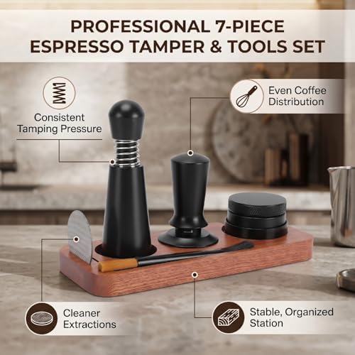Espresso Accessories Kit, Espresso Tamper Tools Accessories Kit, Coffee Tamping Station Coffee Distributor 58mm Tamper Dosing Funnel, WDT Stirrer, Brush - Image 4