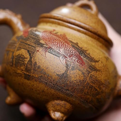 Tea Pots For Loose Tea Household Chinese Teapot Creative Hand-carved Fish Leaping Dragon Gate Teapot Tea Infuser Pot - Image 3