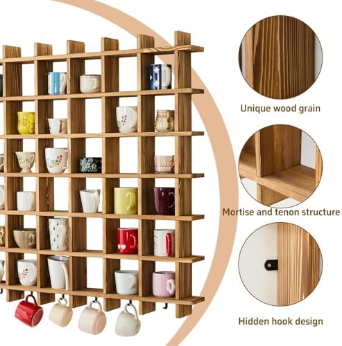 Oversize Coffee Mug Display Rack, 41 x 41 Inch,Holds 48 Cups - Image 5