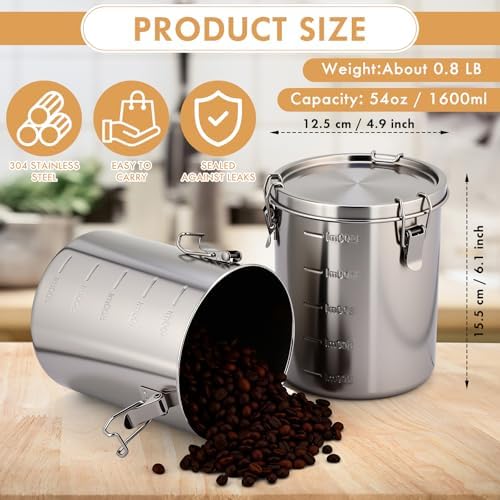Zopeal 4 Pack Stainless Steel Canisters Set Stainless Steel Airtight Food Storage Containers Metal Containers with Lids Sealed for Tea Coffee Sugar Flour Pantry Baking Kitchen Counter (56 oz) - Image 2
