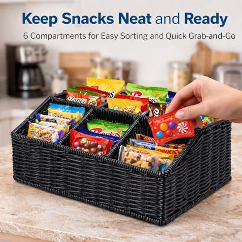 Snack Organizer for Countertop, snack basket, Food storage box, 5 Compartment Containers, Pantry Organizer for Chips, Popcorn, Candy, Pretzels - Image 4