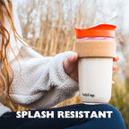 Large Travel Mug Loose Tea Infuser - Detachable Tea Strainer with Spill Proof Lid - 18oz/530ml BPA-Free Reusable Glass Travel Coffee Cup with Cork Band (Gray and Blue, 18oz) - Image 3