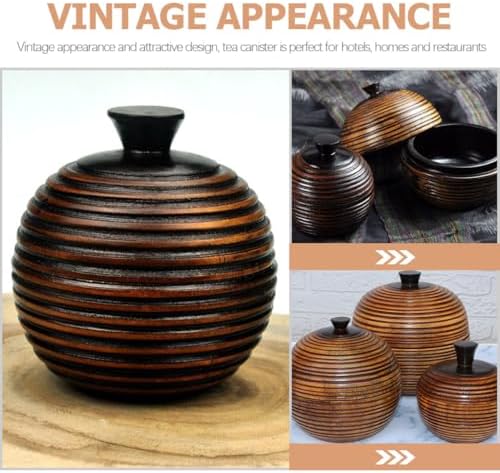 Antique Medium Wood Tea Storage Jar with Lid, Airtight Loose Leaf Tea Canister, Rustic Kitchen Storage Tin for Coffee, Spices, and Food Organization - Image 7