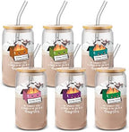 Uiifan 6 Pcs Employee Appreciation Gift Thank You Gifts for Women Men 16oz Glass Cups with Bamboo Lids Straws Bulk Positive Coffee Cup for Coworker Teacher(Dumpster Fire) by Uiifan