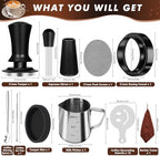 Y-Step 25 PCS Espresso Accessories Kit, Espresso Tamper Kit Coffee Tamper Set, 51mm Espresso Tamper with Spring Loaded Calibrated, 51mm Espresso Puck Screen and Dosing Funnel, WDT Tool, Latte Art Kit - Image 2