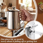 2 Pcs 33 Oz/ 1 L Stainless Steel Pitcher with Lid Milk Frothing Jug - Image 6