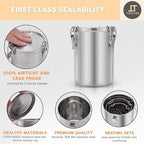 Tanjiae 4-Pack Compact Stainless Steel Airtight Canisters Sets for Small Kitchens | Metal Food Storage Containers with Lids Sealed - Keep Flour, Sugar, Coffee, Tea Fresh for Months (18+35+56+85 fl oz) - Image 3