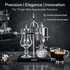 Nispira Belgian Balance Syphon Vacuum Coffee Maker, 500 ml Vintage Gravity Brewing System, Silver Finish, Manual Tabletop Coffee Brewer - Image 3