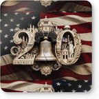 America 250th Cork Coasters Set of 4, Patriotic 4th of July Drink Coasters, USA 250th Anniversary American Flag Liberty Bell Decor, Gift (Gold Liberty, 3.75" x 3.75") by PinUpHeaven