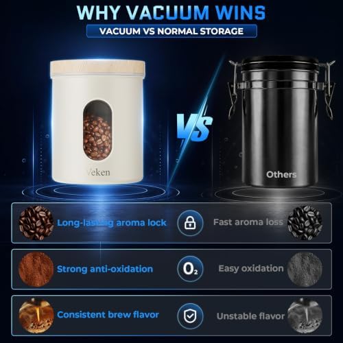 Veken Electric Vacuum Coffee Canister with Window, Auto-Seal Container,14OZ - Image 5