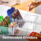 Oizeir Clear Pantry Organizer Bins 8-Pack - Fridge Organizer with 3 Removable Dividers, Ideal for Kitchen, Pantry, Refrigerator, Freezer, and Snack Storage - Image 3