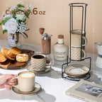 GBhome 6 OZ Coffee Mugs with Saucer and Stand, Ceramic Espresso Coffee Cup - Image 2