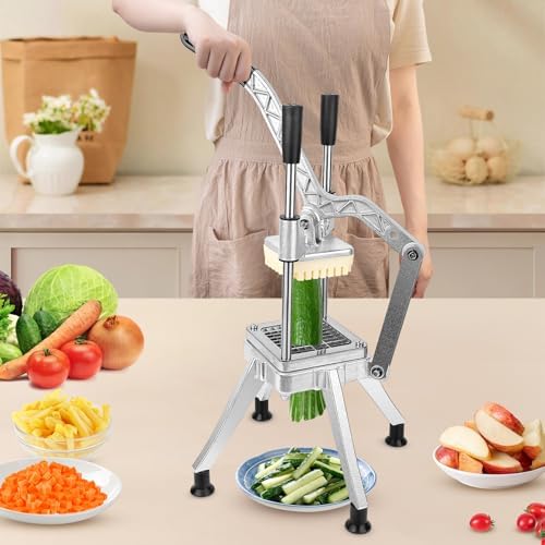 Commercial french Fry Cutter for Potatoes, Vegetable Chopper with 4 Stainless Steel Blades (1/4" 3/8" 1/2" & 8-Wedge), Heavy Duty Onion Dicer Professional Fruit Slicer for Restaurant & Home - Image 5