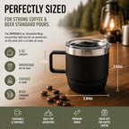 6 oz Stackable Mug, Stainless Steel cup with handle, Vacuum Insulated Espresso/Coffee Mug, shot Glass Set for 2-Piece Set for Coffee, Spirits, Wine, Tea- black - Image 2