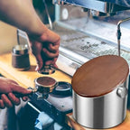 Reallnaive 5.3in Espresso Knock Box with Lid, Stainless Steel, Round - Image 5
