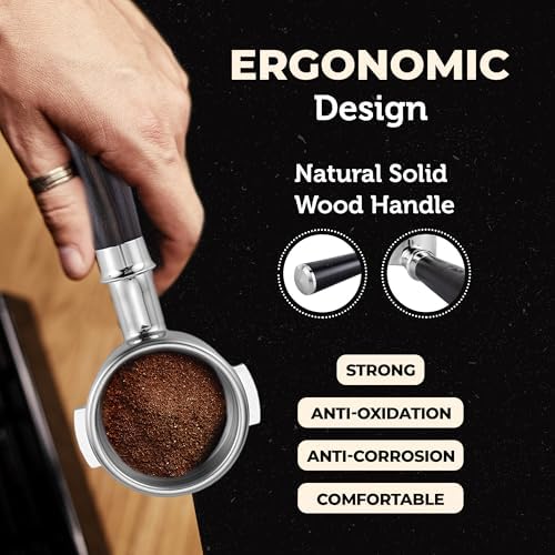 58mm Naked Bottomless Espresso Portafilter 2 Ears | Fits E61 of Faema/Rocket/Expobar and more | Stainless Steel Basket&Solid Wood Handle | Espresso Accessories (58mm Bottomless 2 Ear) - Image 6