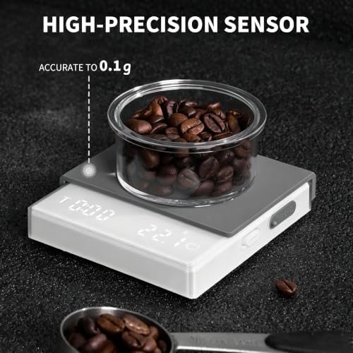 Mini Coffee Scale with Timer, Rechargeable Digital Kitchen Scale 0.1g Precision for Pour Over Espresso, Type-C Charging, Portable Coffee Weighing Scale with Backlit LCD Display(Black) - Image 4