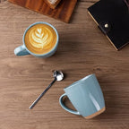 AmorArc 12oz Ceramic Coffee Mugs set of 6, Stylish Coffee Mugs with Rustic Terracotta Underside for Latte/Cappuccino/Milk/Cocoa, Dishwasher&Microwave Safe, Stone Blue - Image 3