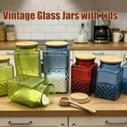 120oz Green Glass Storage Jars with Airtight Lids Tall Glass Jar with Scoop - Image 3
