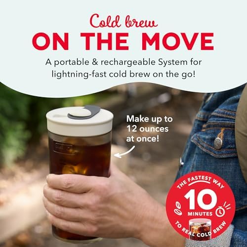 DASH Brew2Go™ Portable Cold Brew Coffee Maker - Rapid Electric Cold Brew Machine for Personal Iced Coffee & Iced Tea, Reusable Filter, USB Rechargeable for Home, Office & Travel - Image 2