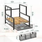 EsLuker.ly Coffee Bar Station Organizer with K Cup Drawer, 7 Mug Hooks - Image 3