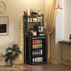 MAHANCRIS Bakers Rack with Mini Fridge Shelf, 3-Tier Microwave Stand, Coffee Bar Station with Paper Holder, Freestanding Kitchen Storage Rack, for Kitchen, Black BRBK5401 - Image 4
