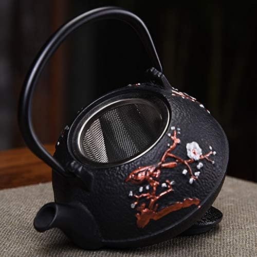 Cast Iron teapot,Classic Tea Kettle,Small Japanese Cast Iron Teapot with Stainless Steel Infuser for One Person, Antique Tetsubin Tea Kettle for Loose Leaf Tea, Black 290ML - Image 4