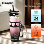 24 oz Ceramic Lined Insulated Stainless Steel Tumbler, Pink&Black - Image 5