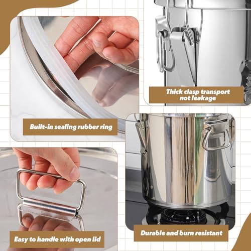 Suclain 2 Pack 8.7Gal & 12.7Gal 304 Stainless Steel Airtight Food Storage Containers with Locking Lids – Large Canisters for Flour, Rice, Cereal, Grain, Coffee Beans & Pet Food - Image 3