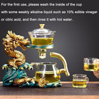 YUDIZWS Lazy Kungfu Drip Teapot,Heat Resistant Tea Set,Sturdy High Borosilicate Glass Teapot,Magnetic Water Diversion Semi-Automatic Teapot Set Magic Tea Set of Holiday Gifts,B dragon tea set - Image 4