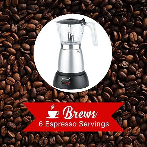 Brentwood TS-119S 550-Watt Cordless Electric Moka Pot Espresso Machine, 6-Servings (Silver) - Image 2