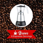 Brentwood TS-119S 550-Watt Cordless Electric Moka Pot Espresso Machine, 6-Servings (Silver) - Image 2