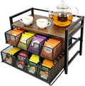 Double Drawer Tea Bag Organizer, 16-Compartment Wooden Tea Box by Unknown