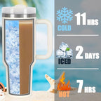 4 Pack 40 Oz Tumbler with Handle Bulk, Double Wall Vacuum Insulated Stainless Steel Tumbler with Lid and Straw, 40 oz cup with Silicone Spill Proof Stopper Set (Cream) - Image 5