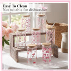 Mumufy 16 Sets Pink Bow Cute Glass Cups Bulk with Lids Straws, 16 Oz - Image 6