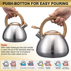 MARSKITOP Whistling Tea Kettle Stovetop, 2.6 Quart Stainless Steel, Silver - Image 5