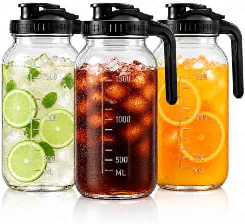 3 Pack 64oz Pitcher with Lid, Ice Tea Pitcher for Fridge by Koymifoo