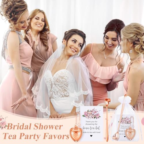 Qinyoung 50 Sets Bridal Shower Tea Party Favors for Guests, Rose Gold - Image 7