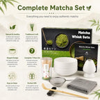 7PCS Matcha Set, Matcha Making Kit Includes Matcha Whisk and Bowl, Tea Lid, Scoop, Strainer and Match Whisk Holder, Tea Towel, Matcha Whisk Set for Matcha Lovers (Matte White Finish) - Image 3