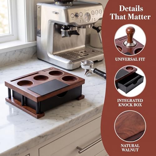 Espresso Knock Box With 60mm Tamping Station For Breville Espresso Accessories Adjustable Portafilter Height, Detachable Coffee Dump Bin （Storage seat only） - Image 7