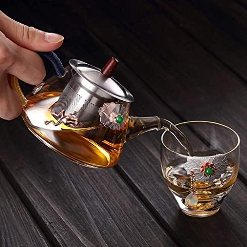Habiba Tea Kettle Creative Small Teapot Transparent Glass Tea Kettle with Stainless Steel Infuser Hilter, Brewing Container for Home Office Household - Image 7