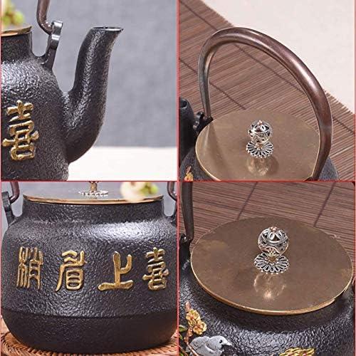 1.2L Teapot Tea Kettle Tea Pot Cast Iron Teapot, Japanese Style Tetsubin Tea Kettle | Cast Iron Tea Kettle to Keep Tea Warm | Bird and Tree Pattern Iron Kettle - Image 6