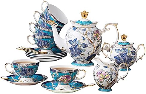 ACMLIFE Porcelain Tea Sets with 24K Gold, Vintage British English Afternoon Tea Sets for 6, Luxury Tea Sets for Women Party for Gifts Tea Sets for Adults Bone China by ACMLIFE