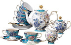 ACMLIFE Porcelain Tea Sets with 24K Gold, Vintage British English Afternoon Tea Sets for 6, Luxury Tea Sets for Women Party for Gifts Tea Sets for Adults Bone China by ACMLIFE